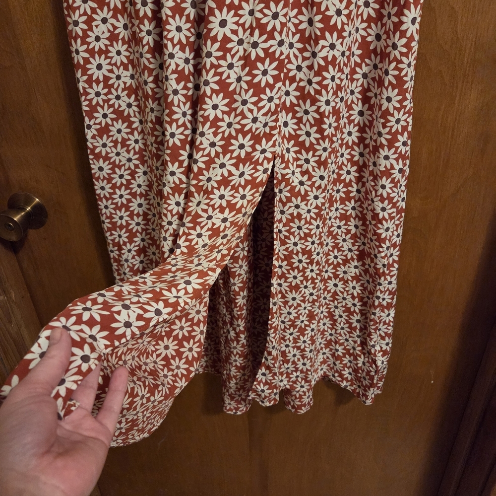 Madewell Clara Falling Daisy Midi Faux Wrap Slit Size Medium Dress Short Sleeve - Picture 2 of 8